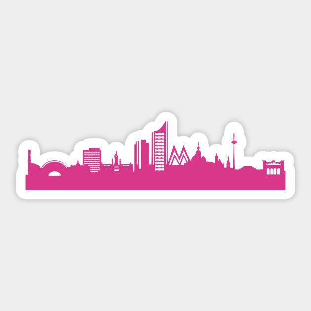 Leipzig skyline pink Sticker by 44spaces